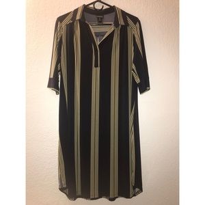 Navy and Green Striped Dress